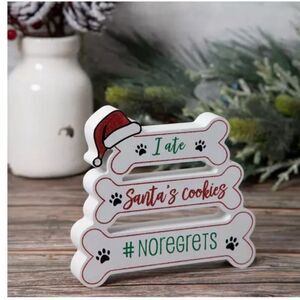 I Ate Santa's Cookies Bone Wood Decor Festive Dog Bone Sign with Santa Hat